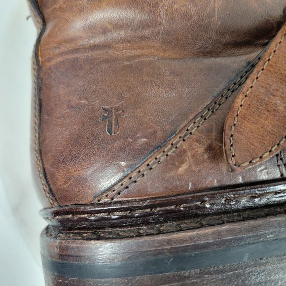 Frye George Norwegian Hiker Boots Mens 13 Brown Buckle Leather - Picture 7 of 16